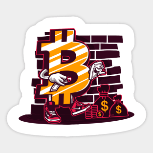 Bitcoin Wall Money Vibrant Graffiti Style Sticker